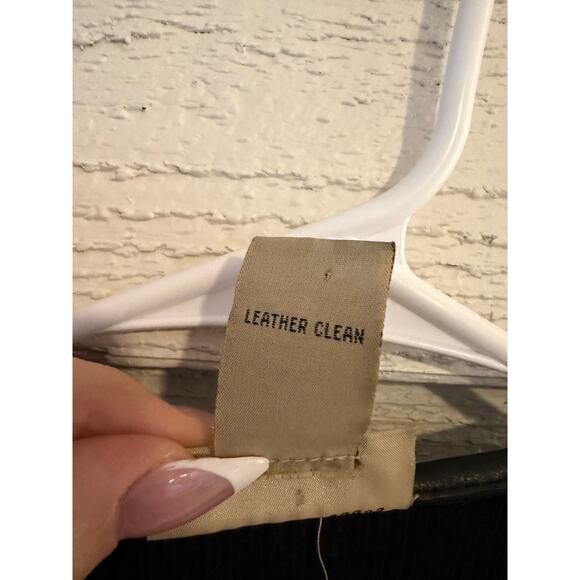 Apostrophe Black Leather Front Knit Sleeve Jacket XL Zip Up Moto Chic - Picture 5 of 8